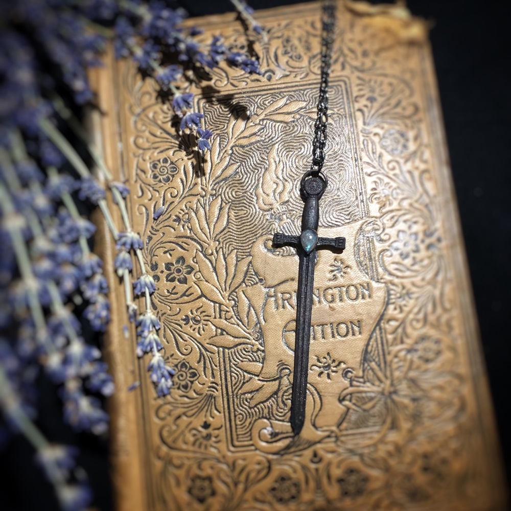 Electroformed Sword with Labradorite Pendant